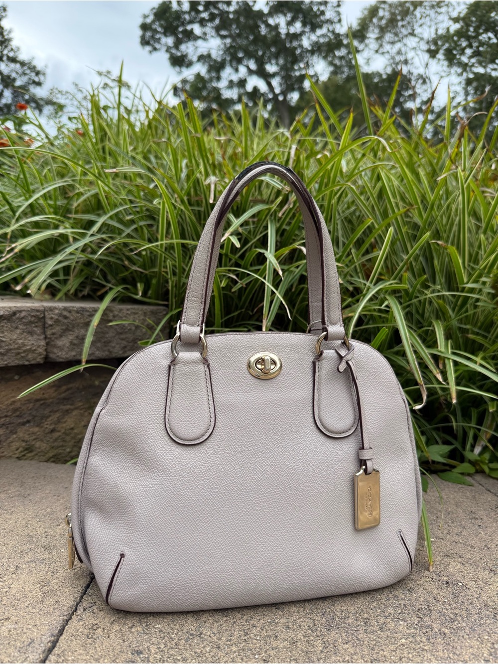Coach turnlock leather satchel crossbody
